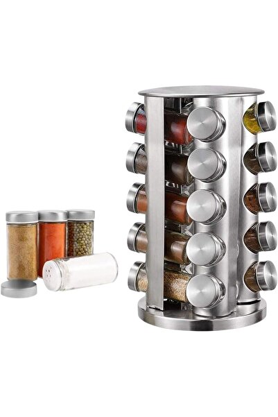 Generic Revolving Spice Rack Organizer with 20 Jars – Stainless Steel Rotatin...