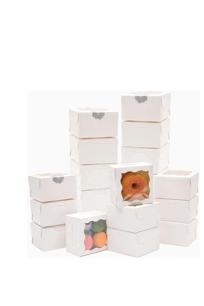 Generic 4x4x2.5 Inches White Bakery Boxes for Chocolates, Strawberries, Small...