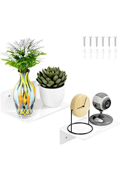Generic PAVSTINE Wall Shelf Set of 2 - Small White Floating Shelves, 20 cm, W...