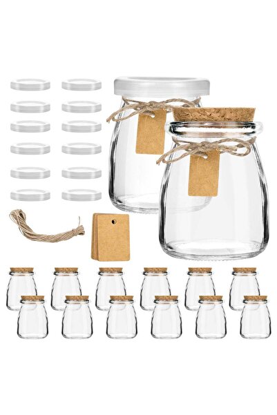 Generic 12Pack 7oz Small Glass Jars with Cork & PE Lids – Yogurt Containers, ...