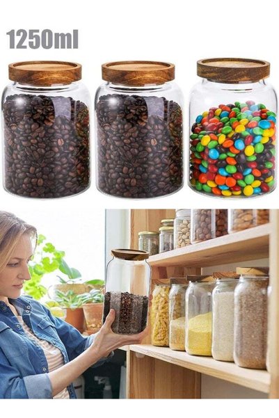 Generic 3 PCS Airtight Glass Storage Jar Borosilicate Glass Kitchen Canisters...