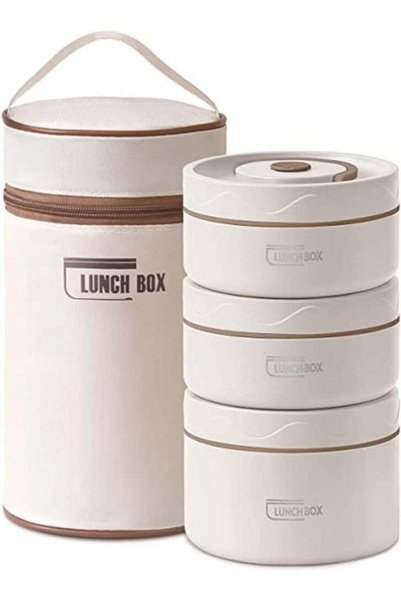 Generic Stainless Steel Thermal Bento Lunch Box, 3 Separate Stackable Lunch C...