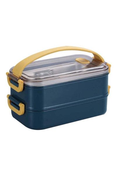 Generic Double Layer Lunch Box For Kids And Adults Blue