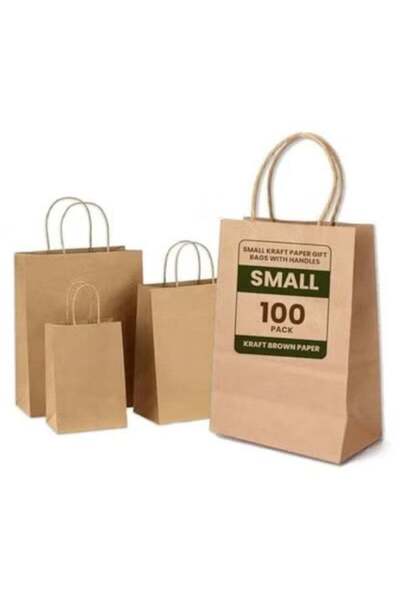 Generic ecoway Kraft Paper Bags - Pack Of 100 Craft Small Paper Grocery Bags ...