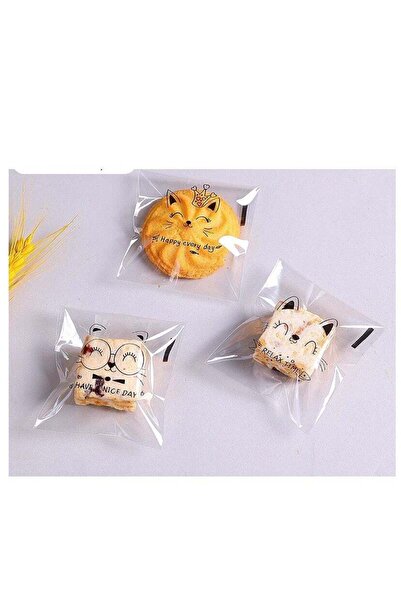 Generic 100pcs /pack cute cat cookie biscuit bags self adhesive candy wrappin...