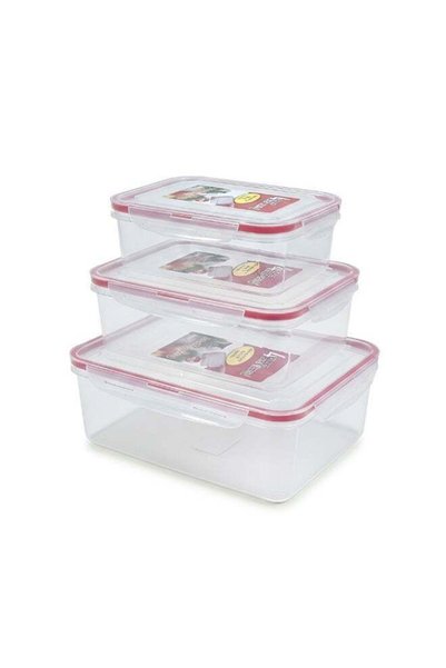 Generic Duravel Clear Plastic Food Storage Containers Set of 3, Rectangular, ...