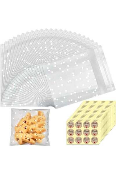 Generic 200 Pcs 10x10 cm Reusable White Polka Dot Opp Plastic Self Seal Bags ...