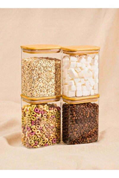 Generic Set of 4- 1100 ML Borosilicate Rectangular Glass Storage Containers w...