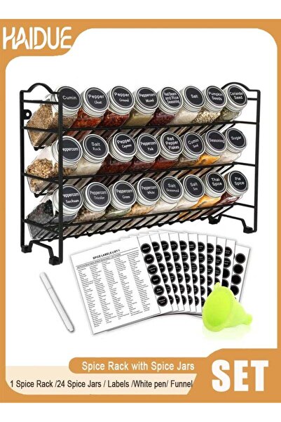 Generic A Spice Rack 24 Spice Jars Of 120 Milliliters 386 Labels And Chalk Ma...