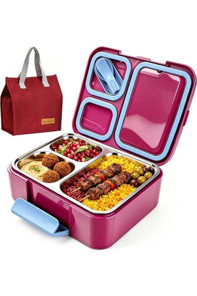 Generic 304 Stainless Steel Bento Lunch Box for Kids, 3-Compartment Leakproof...