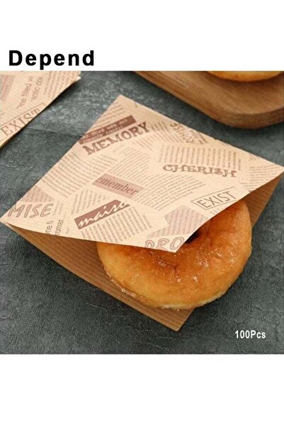 Generic Kraft Paper Packing Bags, 100PCS Letters Printed Pastry Donut Bread B...