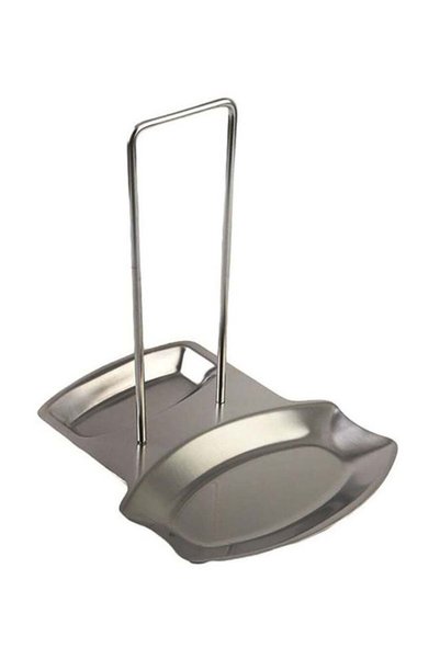 Generic Stainless Steel Pan Pot Cover Lid Rack Stand Spoon Holder Silver 18.5...