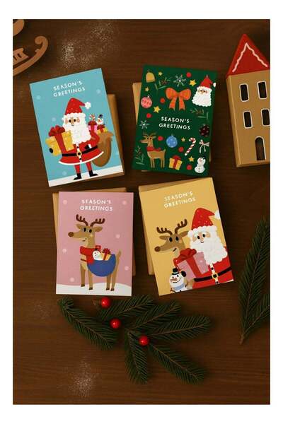 Generic Seasons Greetings, 4 Mini Greeting Card Pack