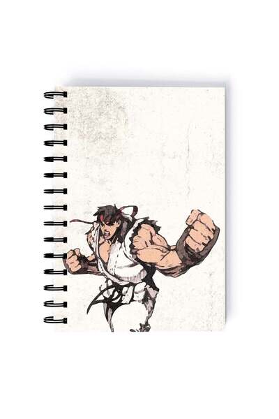 Generic Street Fighter Ryu Printed Spiral A4 Notebook Grey/Brown/Beige