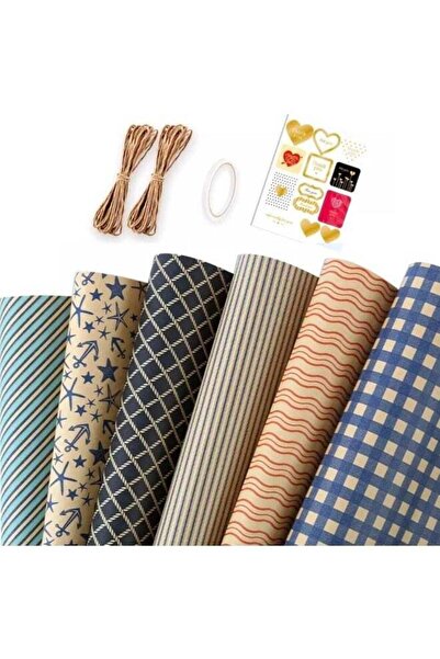 Generic Gift Wrapping Paper sheets Set Included 6 Pack Gift Kraft Wrap Paper ...