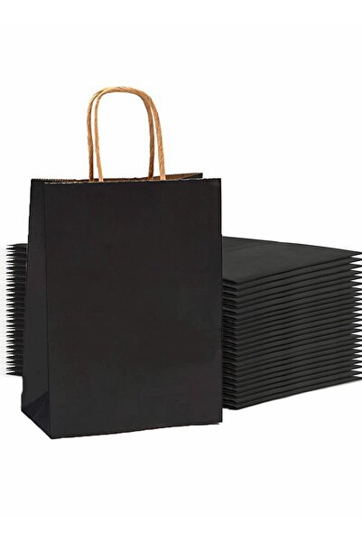 Generic 25-Piece Paper Gift Bag for Food & Sweets,Black 21x11x27cm