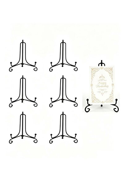 Generic 6 Pcs Black Metal Plate Display Stand, Card Holders, Tabletop Iron Ea...