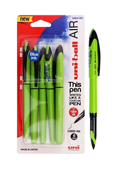 Generic 6-Piece Air Micro Rollerball Pen Blue Ink Green Barrel