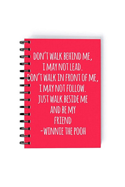 Generic Spiral A5 Notebook Pooh Quote Printed Mousepad Pink/White Aesthetics
