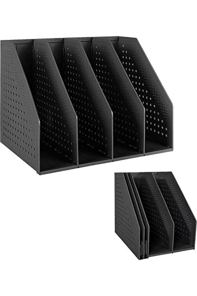 Generic Collapsible Desktop Magazine File Holder, 4 Vertical Compartments Boo...