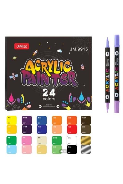 Generic 24 Colors Acrylic Paint Markers,Dual Tip Drawing Marker Pen for Adult...