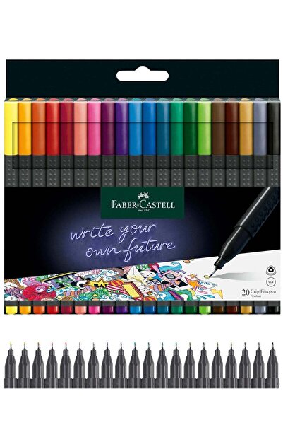 Generic 20-Piece Grip Fineliner Pens 0.4mm Tip Mutlicolour