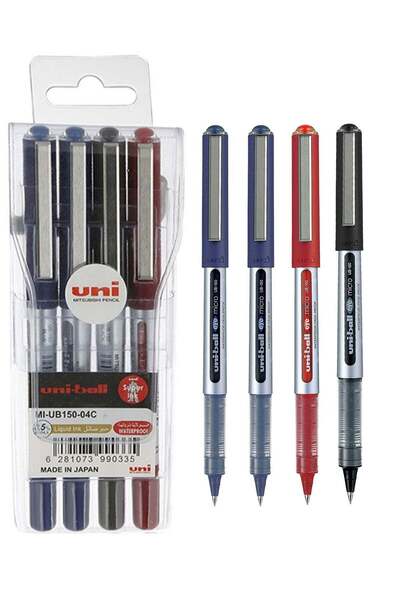 Generic 4-Piece Eye Micro Rollerball Pen 0.5mm Tip Multicolour