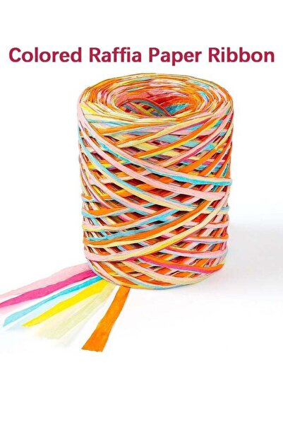 Generic Colored Raffia Paper Ribbon, 262 Feet Packing Paper String 6 Colored ...