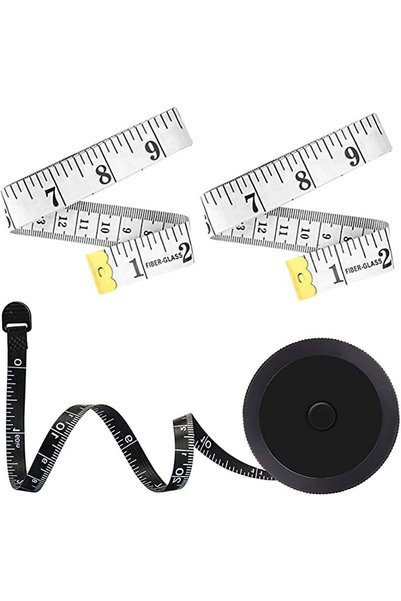 Generic 3 Pcs Tape Measure, Black Retractable Tape Measure and White Soft Tap...