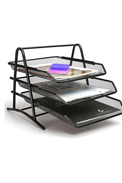 Generic 3-Tier Metal Mesh Document Tray, Office Desk Organiser, File Rack for...