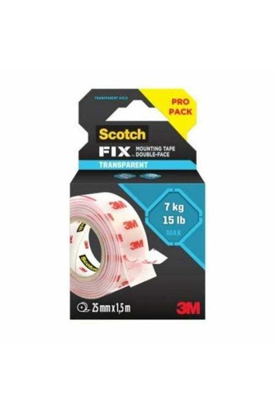 Generic Scotch-FIX™ Transparent Double-Sided Mounting Tape 410H-CLR-EU, 25 mm...