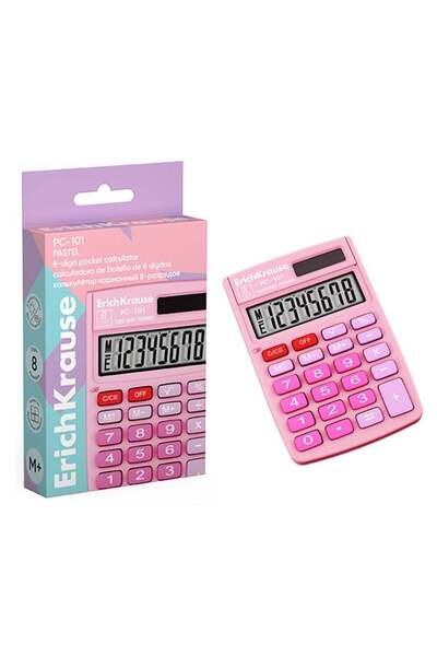 Generic 8-Digit Pocket Size Calculator With LCD Display Pastel Pink
