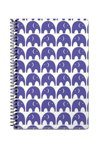 Generic Baby Elephants A5 Spiral Notebook Blue/White