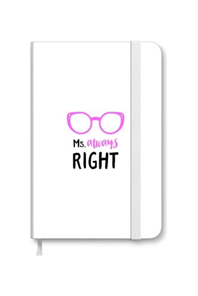 Generic Designer A5 Thick Hardcover Notebook - Ms. Always Right White/Black/Pink