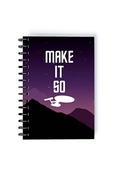 Generic Make It Go Star Trek Printed Spiral A5 Notebook Purple/Black/White