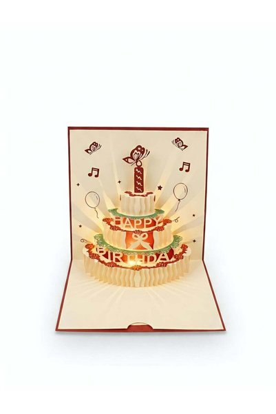 Generic Handcrafted 3D Musical Pop Up Birthday Card, Premium Paper with LED L...