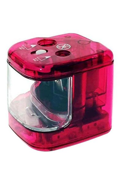 Generic Double Hole Electric Pencil Sharpener Red/Clear/Black