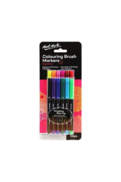Generic 12-Piece Colouring Brush Marker red/orange/blue