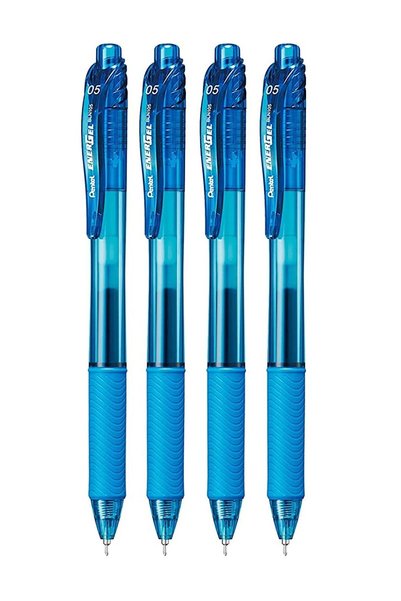 Generic 4-Piece Energel Gel Ink Pen 0.5mm Tip Sky Blue Ink