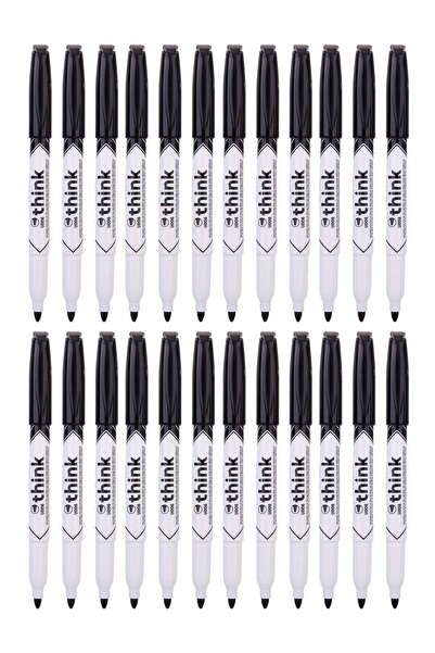 Generic 24-Piece Slim White Board Marker Round Tip Black Ink