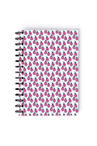 Generic Spiral A5 Notebook Pattern Cute Animals Lady Bird Red and White Aesth...