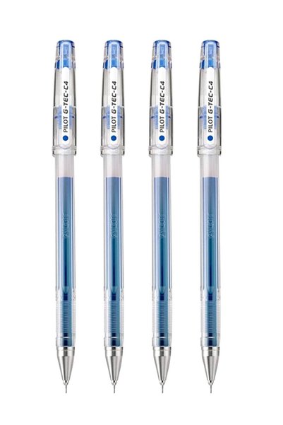 Generic 4-Piece G-Tec Ultra Fine Roller Pen 0.4mm Tip Blue Ink