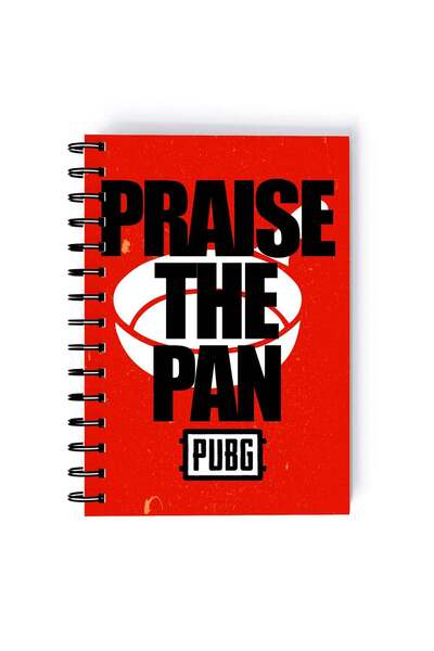 Generic Spiral A5 Notebook PUBG Quote Praise the Pan Black Orange