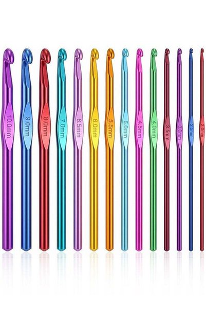 Generic HOME-MART Crochet Hook 14 PCS Aluminum Handle Knitting Needles Croche...