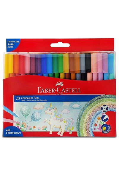 Generic 20-Piece Felt Colouring Pens With Connector Caps And Creative Tips Bo...