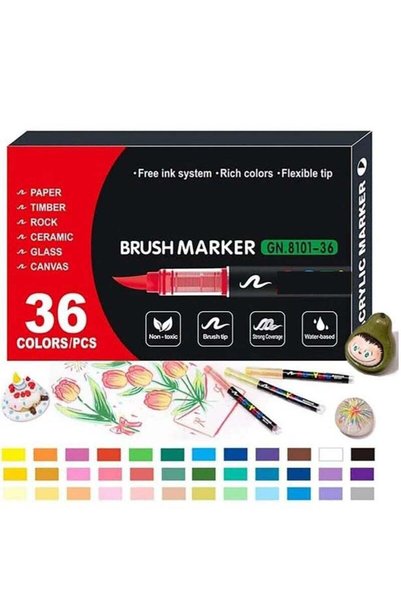Generic 36 Colors No bleeding Non-Toxic Multi-Surface Flexible Tip Acrylic Pa...