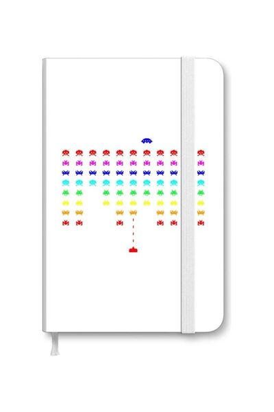 Generic Designer A5 Thick Hardcover Notebook - Space Invader Multicolour