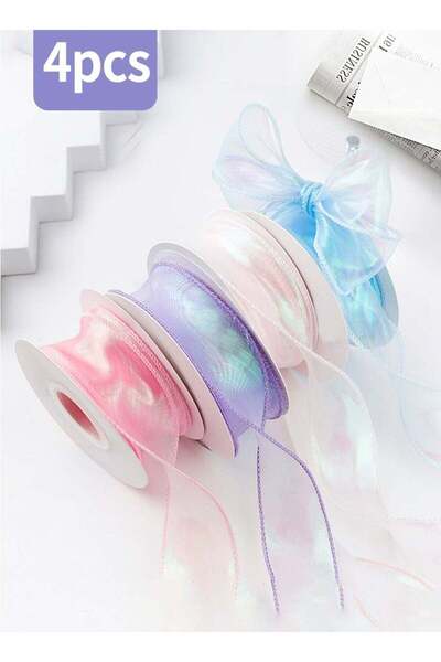 Generic 4 rolls of illusion sash, DIY cake chiffon ribbon, wedding flower bow...