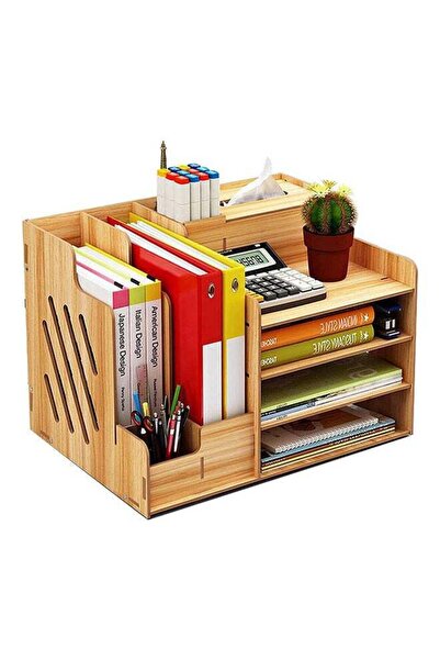 Generic Wooden Desk Organizers and Storage Brown