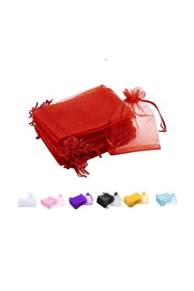 Generic [100 Pieces] Red Organza Bags with Drawstrings - [7 x 9cm] Organza Go...